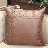 Rustic LaceUp Leather Cushion