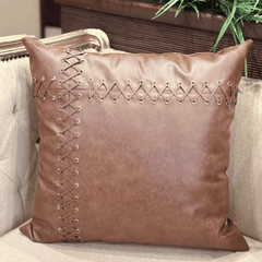 Rustic LaceUp Leather Cushion