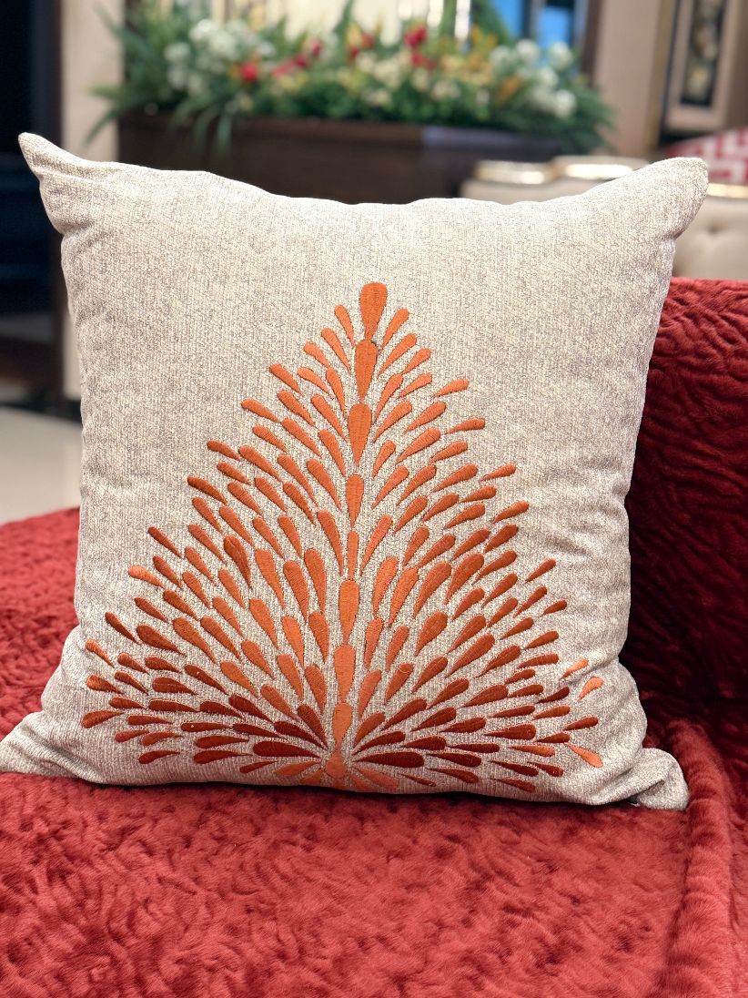 Bloom Embroidered Jute Cushion