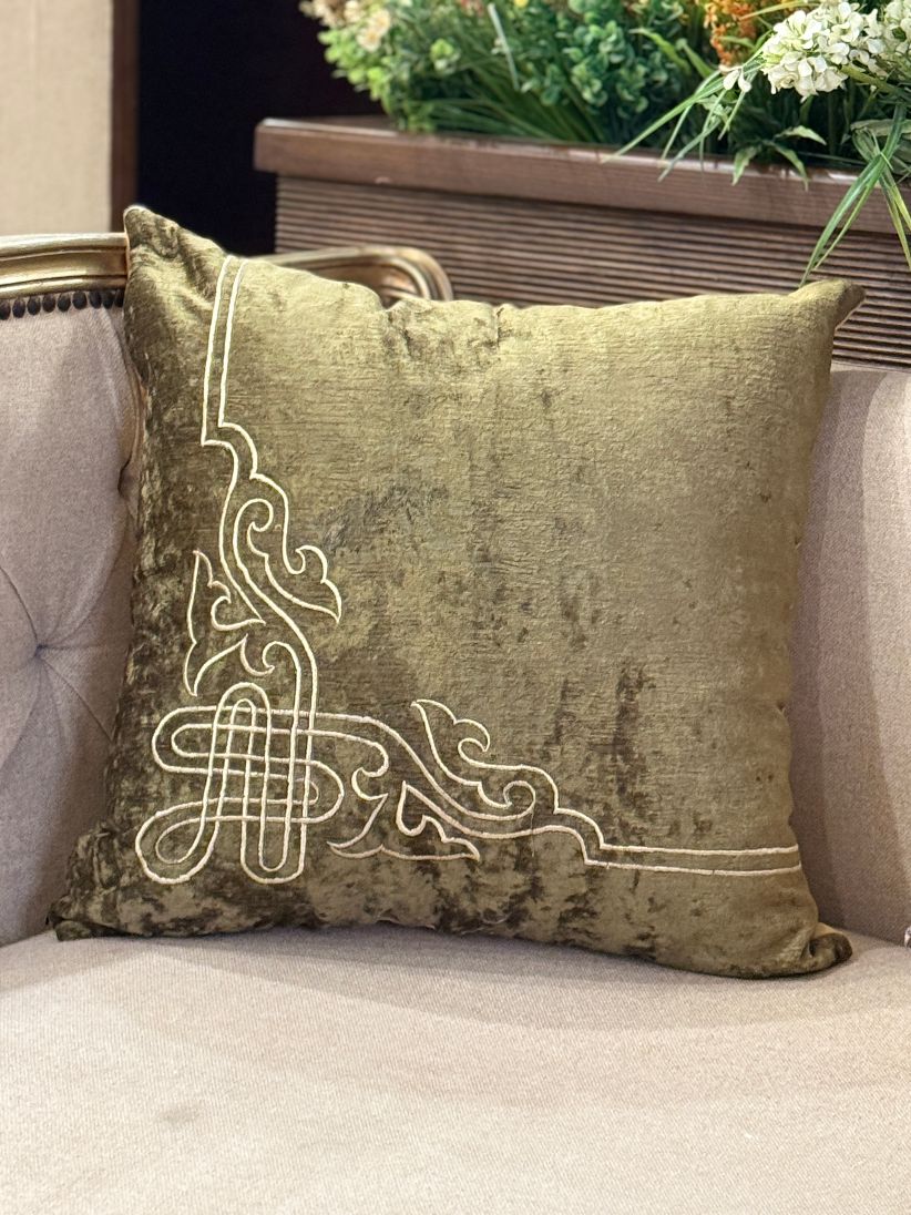Vintage Olive Velvet Cushion