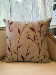 Crimson Leaf Jute Cushion