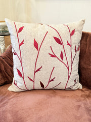 Crimson Leaf Jute Cushion
