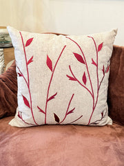 Crimson Leaf Jute Cushion