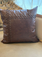 Rustic LaceUp Leather Cushion