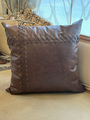 Rustic LaceUp Leather Cushion