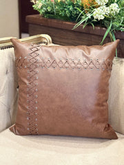 Rustic LaceUp Leather Cushion