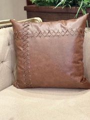 Rustic LaceUp Leather Cushion